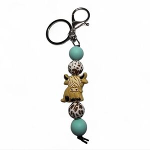 NEW Highland Cow Silicone Bead Dangle Keychain Charm